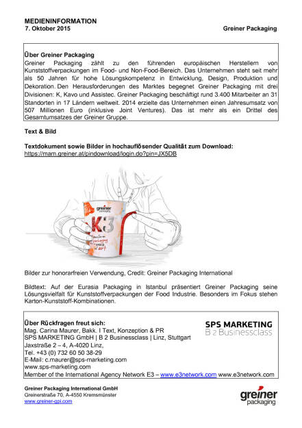 Greiner Packaging auf türkischer Fachmesse, Seite 2/2, komplettes Dokument unter http://boerse-social.com/static/uploads/file_407_greiner_packaging_auf_turkischer_fachmesse.pdf (07.10.2015) 