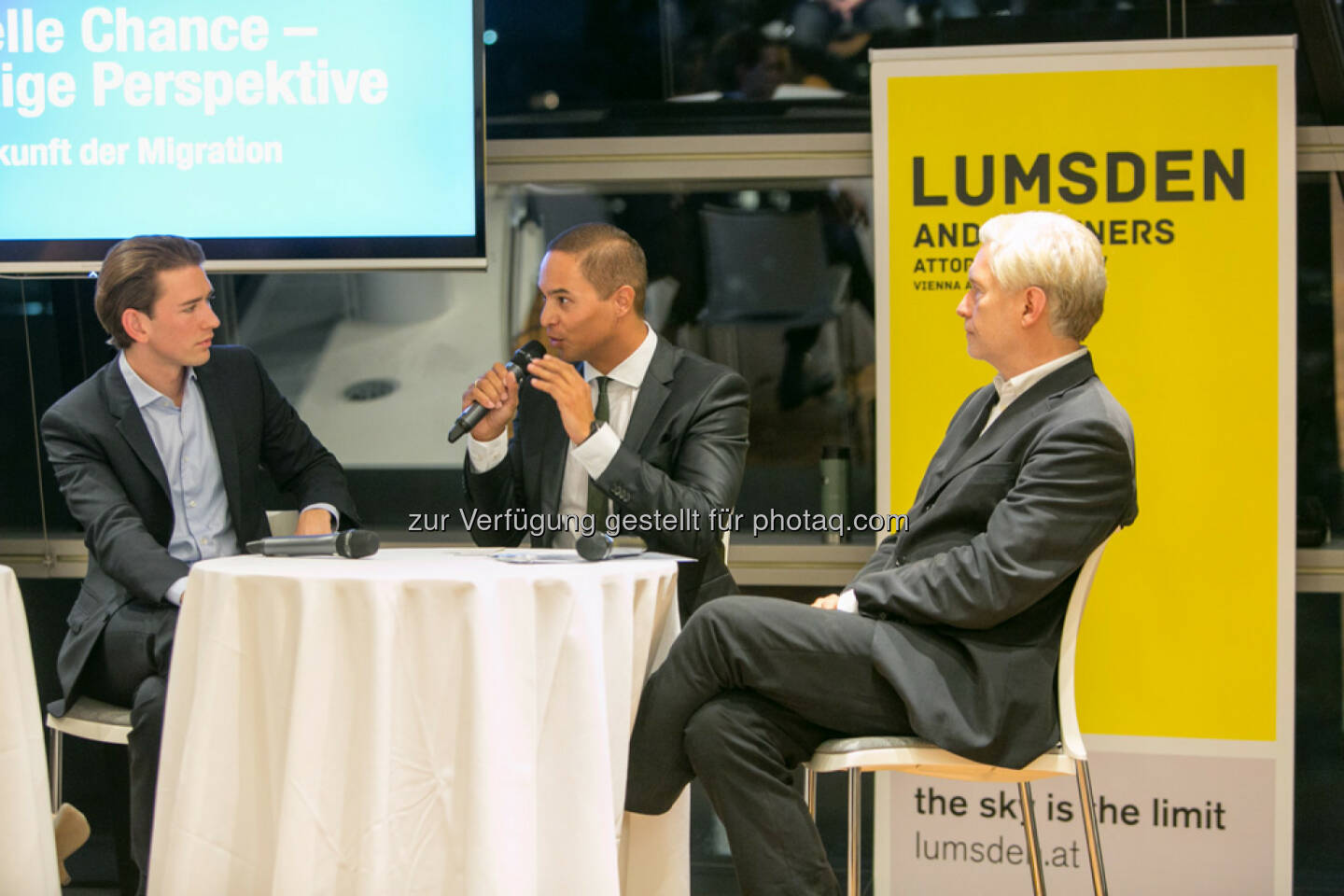 Außenminister Sebastian Kurz, Robin Lumsden (Lumsden and Partners), Peter Pelinka