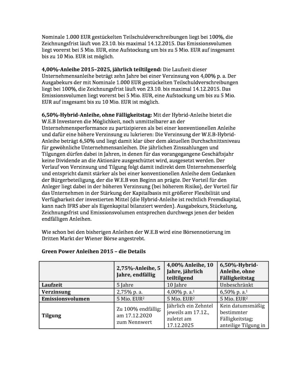 W.E.B begibt wieder drei Green Power Anleihen, Seite 3/5, komplettes Dokument unter http://boerse-social.com/static/uploads/file_422_web_begibt_wieder_drei_green_power_anleihen.pdf