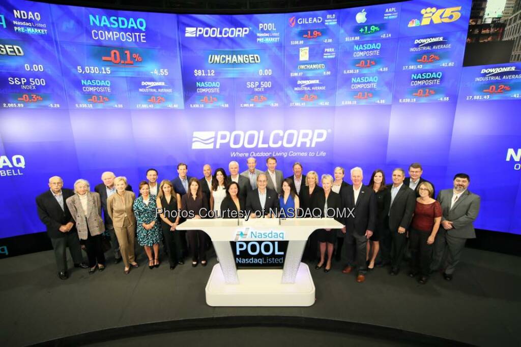 PoolCorp rings the Nasdaq Opening Bell! #Pool20Years $POOL  Source: http://facebook.com/NASDAQ (28.10.2015) 