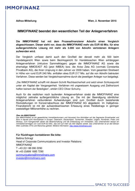 Advofin und Immofinanz beenden jahrelangen Rechtsstreit, Seite 1/1, komplettes Dokument unter http://boerse-social.com/static/uploads/file_435_advofin_und_immofinanz_beenden_jahrelangen_rechtsstreit.pdf (02.11.2015) 