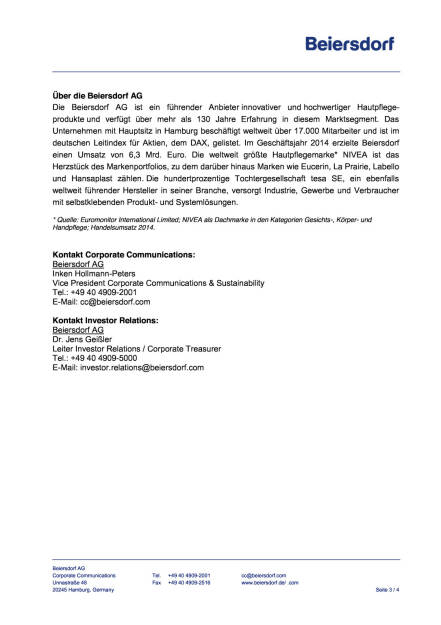 Beiersdorf steigert Umsatz und Ergebnis, Seite 3/4, komplettes Dokument unter http://boerse-social.com/static/uploads/file_437_beiersdorf_steigert_umsatz_und_ergebnis.pdf (04.11.2015) 