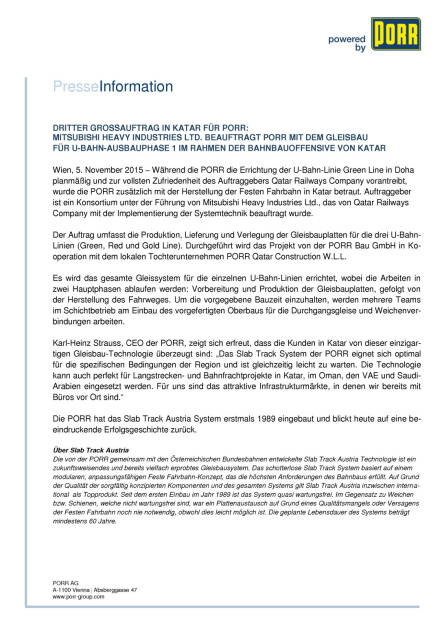 Porr mit drittem Grossauftrag in Katar, Seite 1/2, komplettes Dokument unter http://boerse-social.com/static/uploads/file_447_porr_mit_drittem_grossauftrag_in_katar.pdf (05.11.2015) 