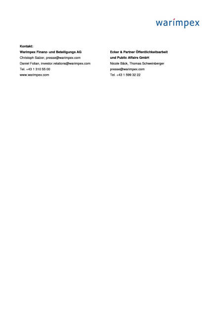 Warimpex tilgte und verlängerte Wandelschuldverschreibungen, Seite 2/2, komplettes Dokument unter http://boerse-social.com/static/uploads/file_455_warimpex_tilgte_und_verlangerte_wandelschuldverschreibungen.pdf (06.11.2015) 