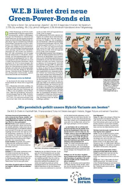 W.E.B läutet drei neue Green-Power-Bonds ein (06.11.2015) 