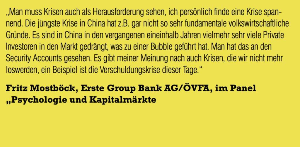 Fritz Mostböck, Erste Group Bank AG/ÖVFA, im Panel „Psychologie und Kapitalmärkte (06.11.2015) 
