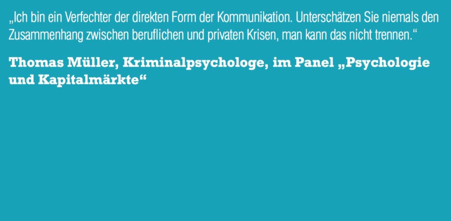 Thomas Müller, Kriminalpsychologe, im Panel „Psychologie und Kapitalmärkte“