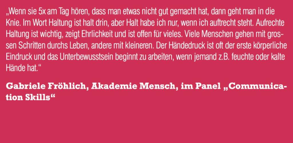Gabriele Fröhlich, Akademie Mensch, im Panel „Communication Skills“ (06.11.2015) 