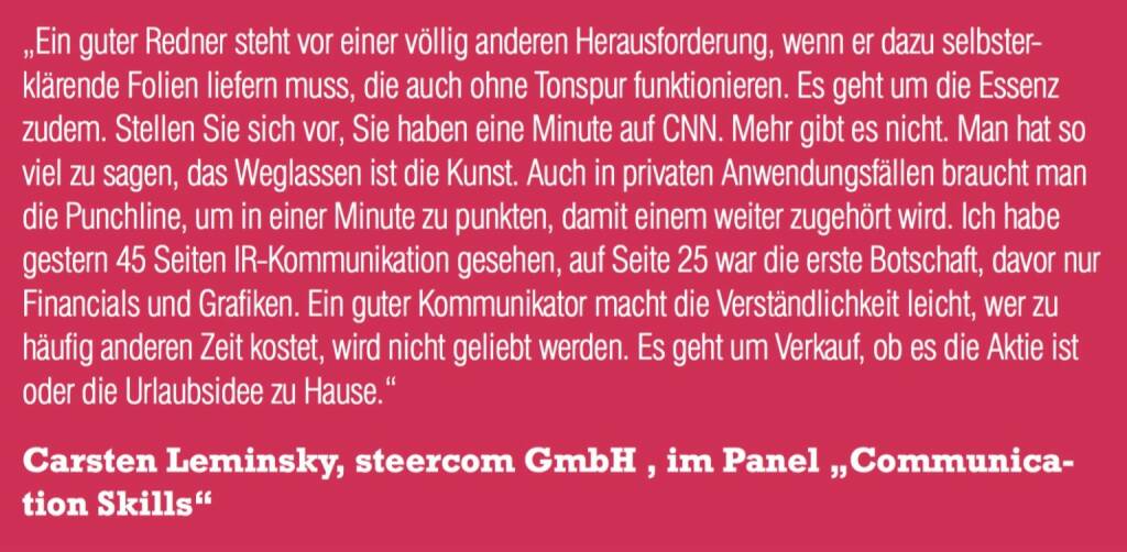 Carsten Leminsky, steercom GmbH , im Panel „Communication Skills (06.11.2015) 