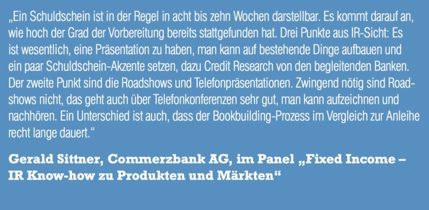 Gerald Sittner, Commerzbank AG, im Panel „Fixed Income – IR Know-how zu Produkten und Märkten“