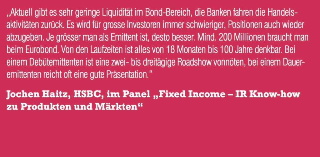 Jochen Haitz, HSBC, im Panel „Fixed Income – IR Know-how zu Produkten und Märkten“ (06.11.2015) 