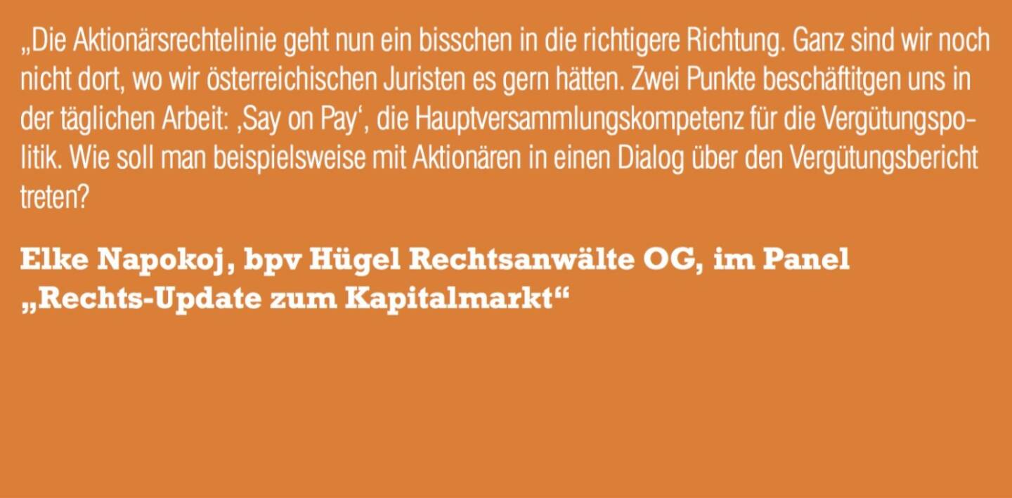 Elke Napokoj, bpv Hügel Rechtsanwälte OG, im Panel „Rechts-Update zum Kapitalmarkt“