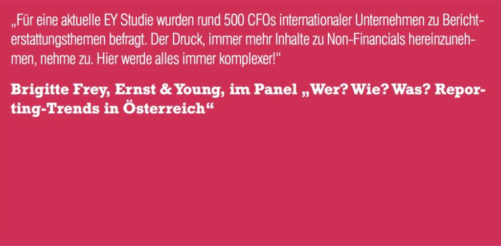Brigitte Frey, Ernst & Young, im Panel „Wer? Wie? Was? Repor- ting-Trends in Österreich“ (06.11.2015) 
