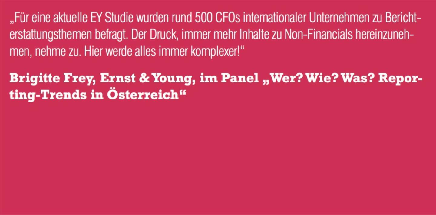 Brigitte Frey, Ernst & Young, im Panel „Wer? Wie? Was? Repor- ting-Trends in Österreich“