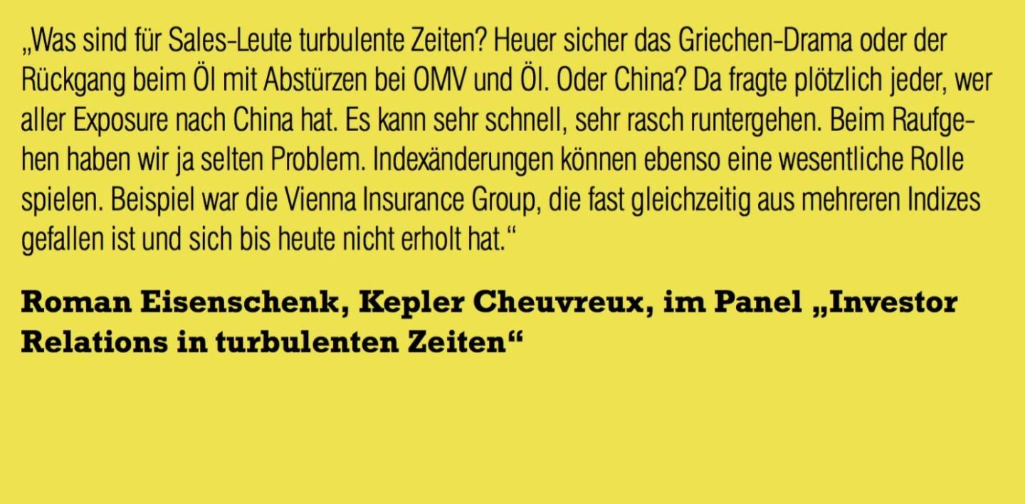 Roman Eisenschenk, Kepler Cheuvreux, im Panel „Investor Relations in turbulenten Zeiten“