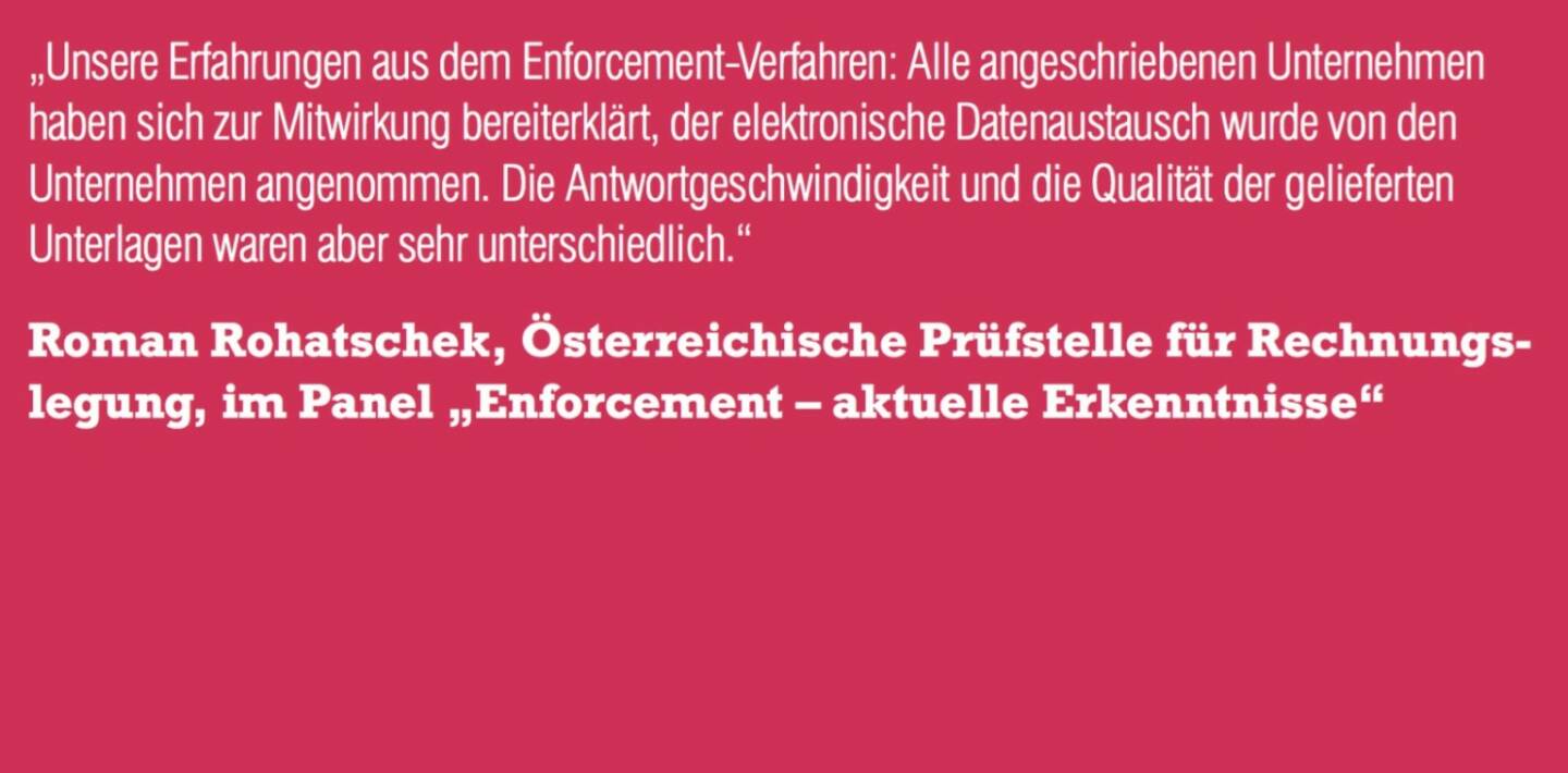Roman Rohatschek, Österreichische Prüfstelle für Rechnungslegung, im Panel „Enforcement – aktuelle Erkenntnisse“