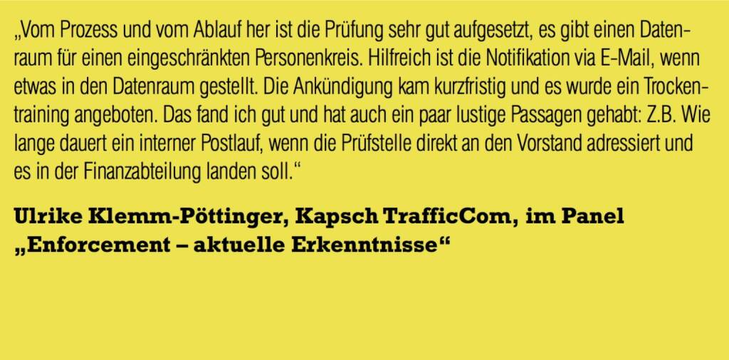 Ulrike Klemm-Pöttinger, Kapsch TrafficCom, im Panel „Enforcement – aktuelle Erkenntnisse“ (06.11.2015) 