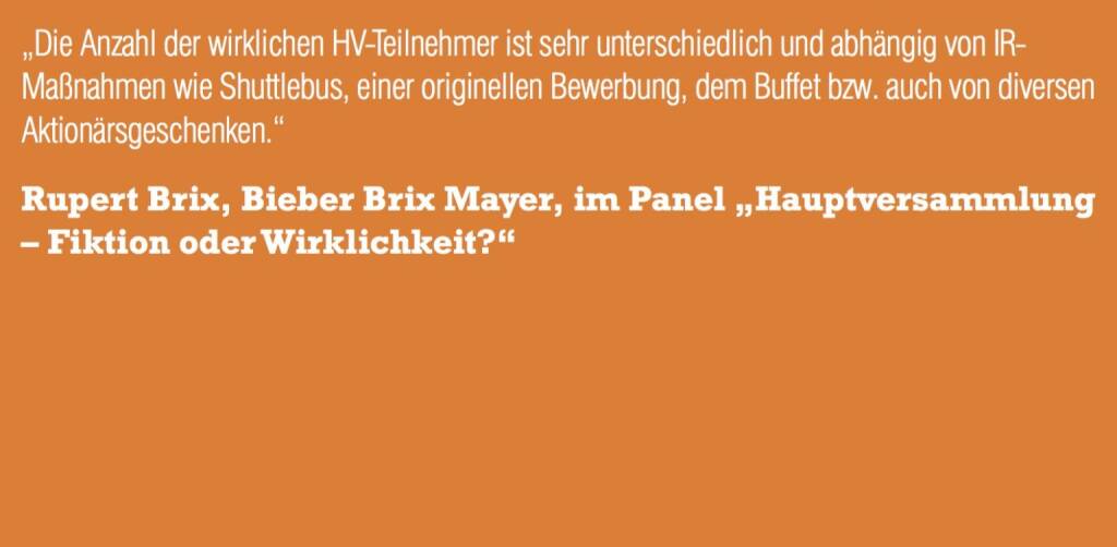 Rupert Brix, Bieber Brix Mayer, im Panel „Hauptversammlung – Fiktion oder Wirklichkeit?“ (06.11.2015) 