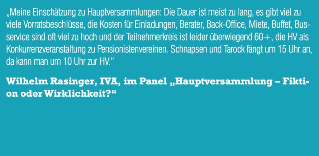Wilhelm Rasinger, IVA, im Panel „Hauptversammlung – Fiktion oder Wirklichkeit?“ (06.11.2015) 