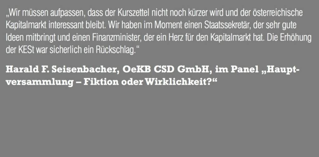 Harald F. Seisenbacher, OeKB CSD GmbH, im Panel „Hauptversammlung – Fiktion oder Wirklichkeit?“ (06.11.2015) 