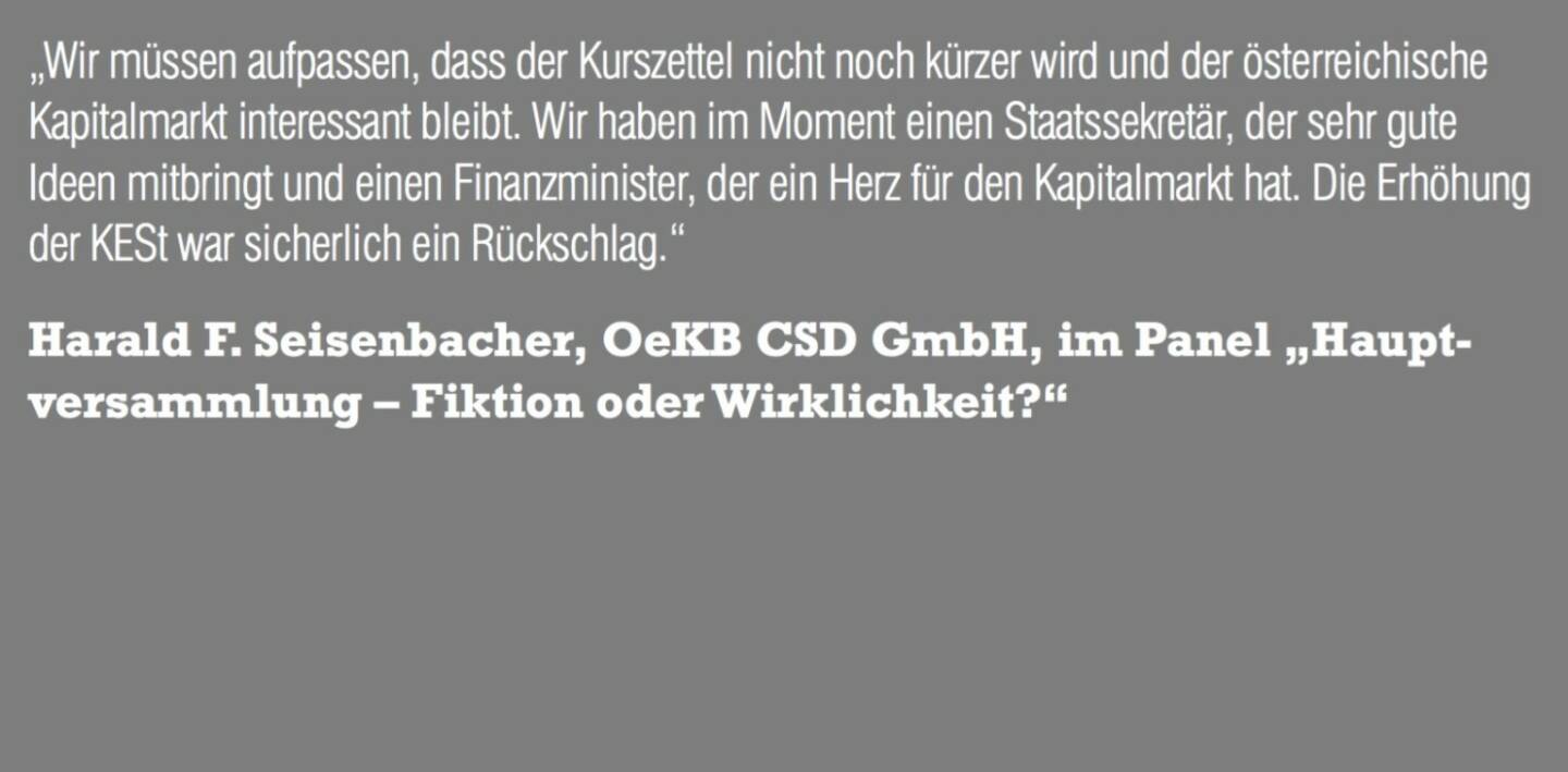 Harald F. Seisenbacher, OeKB CSD GmbH, im Panel „Hauptversammlung – Fiktion oder Wirklichkeit?“