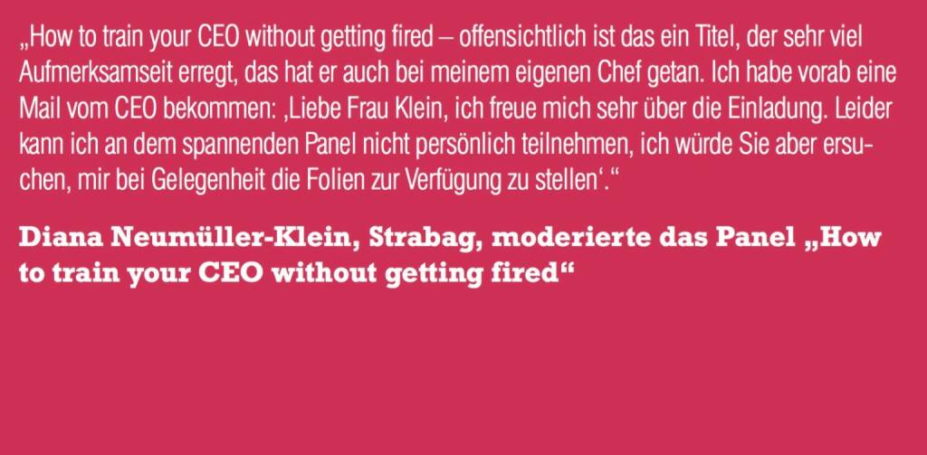 Diana Neumüller-Klein, Strabag, moderierte das Panel „How to train your CEO without getting fired“ (06.11.2015) 