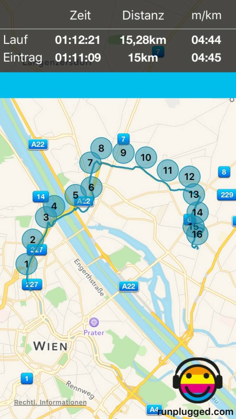 Neue Strecke mit http://www.runplugged.com/app erkundet. Ziel: Die Elternwohnung, aber die waren spazieren ...