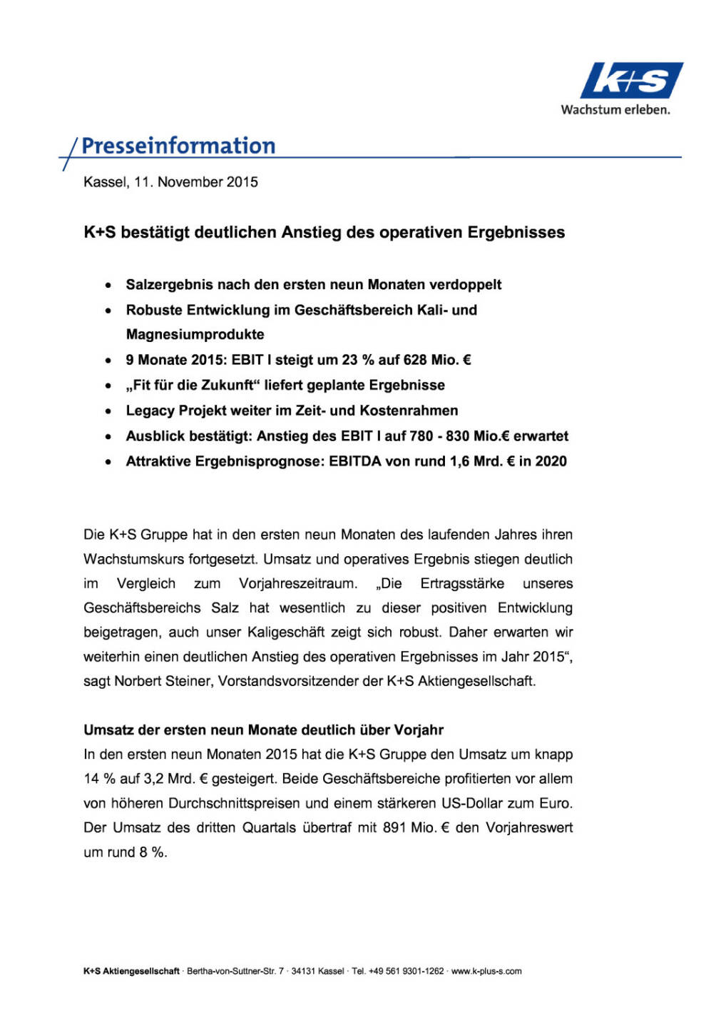 K+S: Anstieg des operativen Ergebnisses, Seite 1/8, komplettes Dokument unter http://boerse-social.com/static/uploads/file_460_ks_anstieg_des_operativen_ergebnisses.pdf