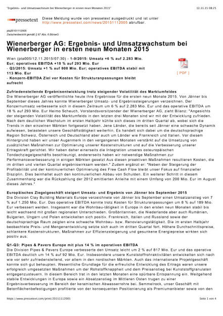 Wienerberger mit starkem Q1-Q3, Seite 1/4, komplettes Dokument unter http://boerse-social.com/static/uploads/file_469_wienerberger_mit_starkem_q1-q3.pdf (12.11.2015) 