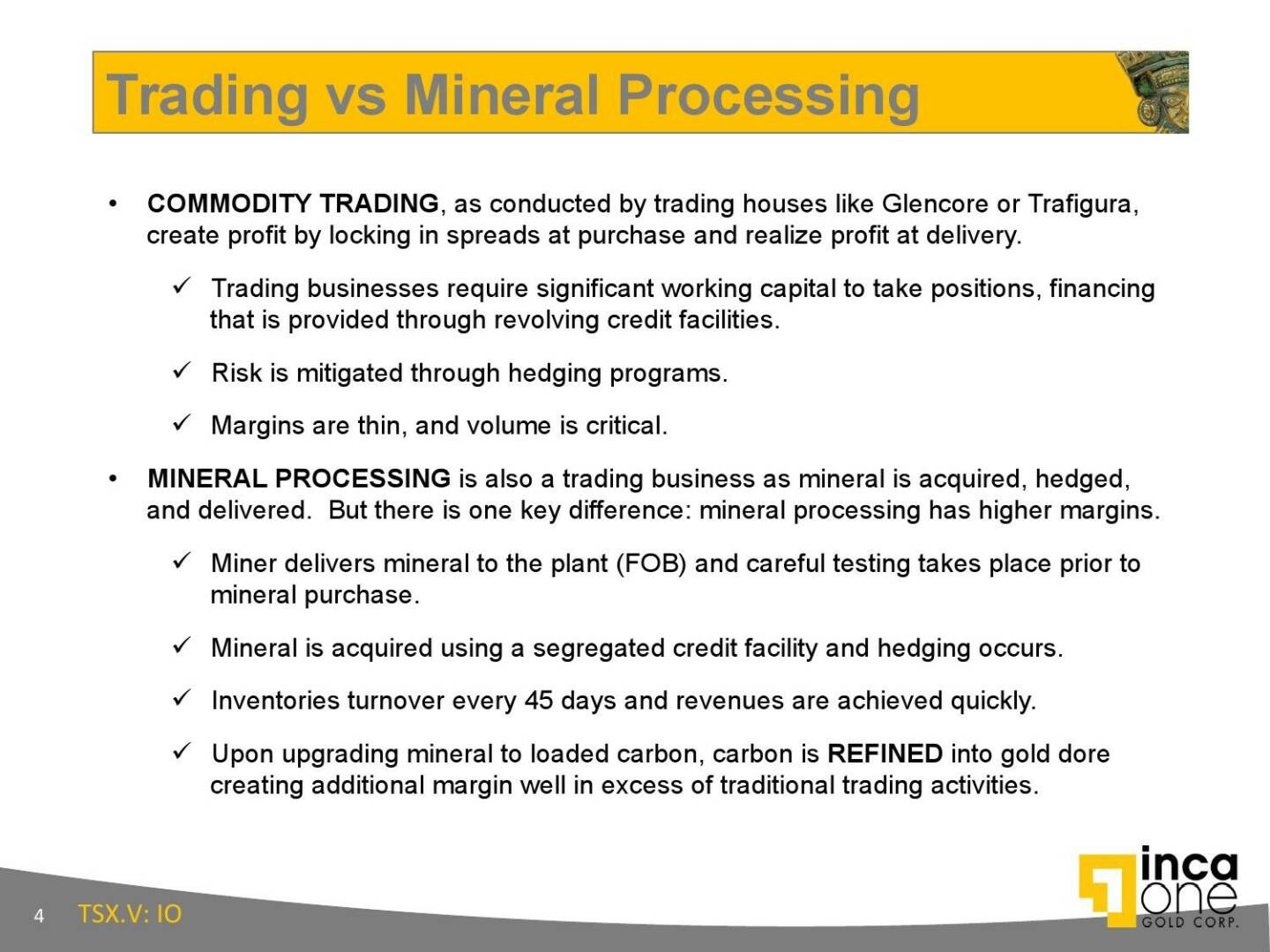 Trading vs Mineral Processing