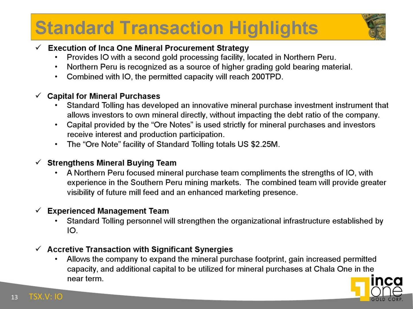 Standard Transaction Highlights