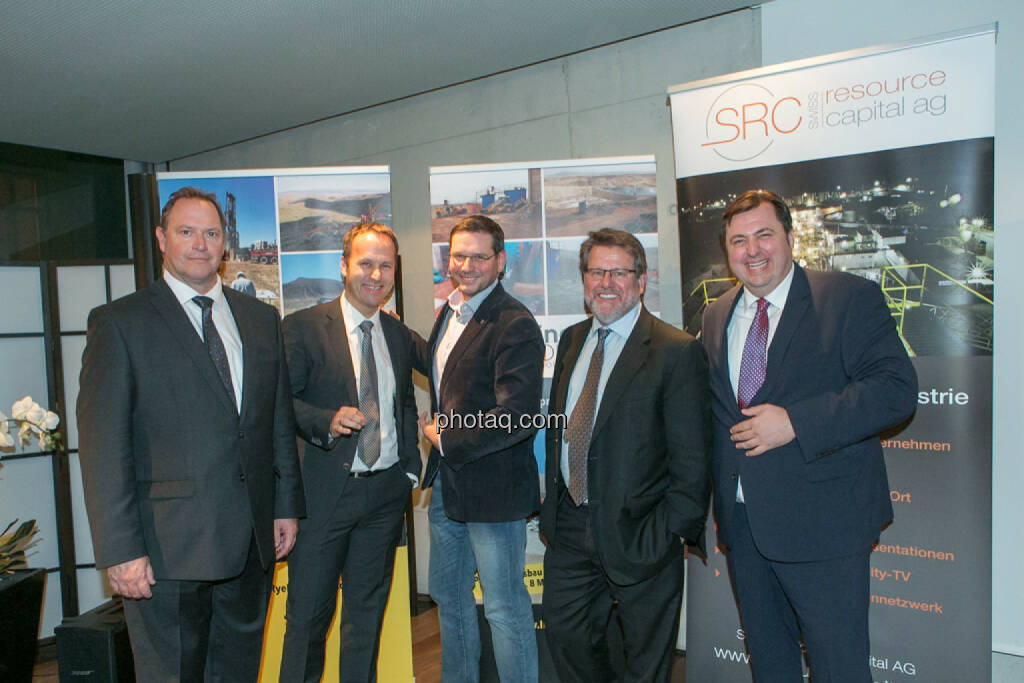 Bill Howald (Rye Patch Gold), Joe Brunner (SmallCap Investor), Björn Paffrath (Fund adviser), George Moen (Inca One), Jochen Staiger (Swiss Resource Capital AG), 2nd Vienna Gold & Silver Night , © Martina Draper/photaq (12.11.2015) 