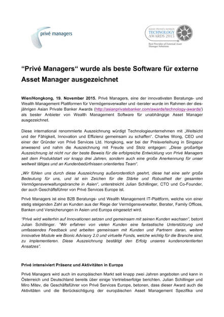 Prive Managers als beste Software für externe Asset Manager prämiert, Seite 1/2, komplettes Dokument unter http://boerse-social.com/static/uploads/file_486_prive_managers_als_beste_software_fur_externe_asset_manager_pramiert.pdf (19.11.2015) 