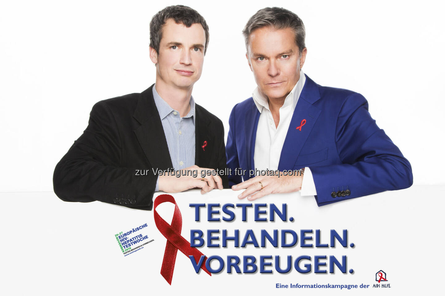 Philipp Dirnberger (GF Aids Hilfe Wien), Alfons Haider (Schauspieler) : Start der Europäischen HIV- und Hepatitis-Testwoche - eine frühe Diagnose bringt viele Vorteile : Fotocredit: Aids Hilfe Wien/Hammerschmid