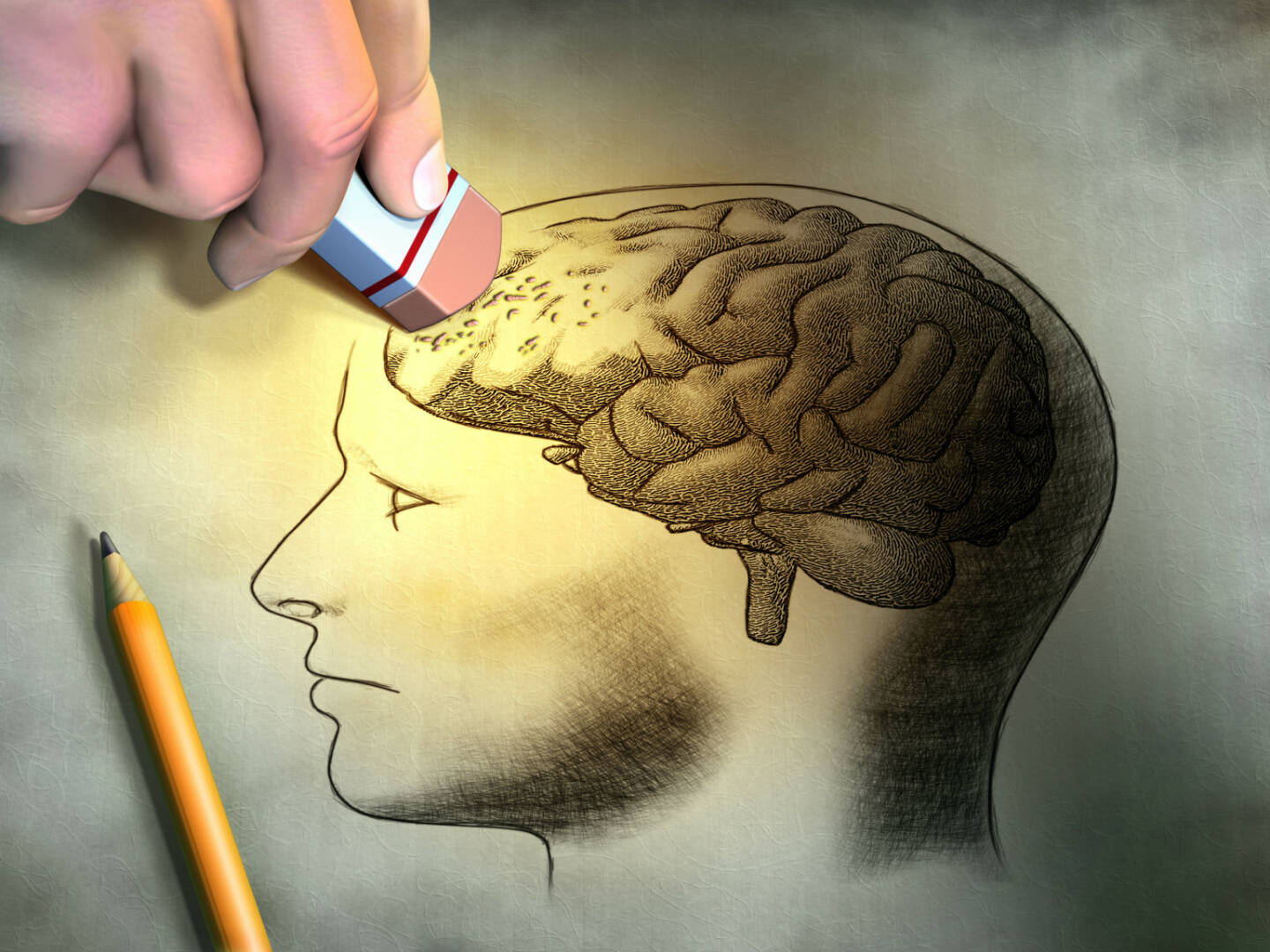 Gedächtnis, Hirn, radieren, löschen http://www.shutterstock.com/de/pic-101520898/stock-photo-someone-is-erasing-a-drawing-of-the-human-brain-conceptual-image-relating-to-dementia-and-memory.html