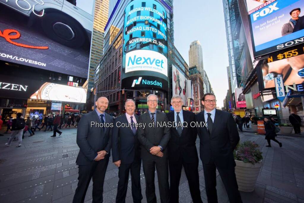 Nexvet rang the Nasdaq Closing Bell! $NVET  Source: http://facebook.com/NASDAQ (24.11.2015) 