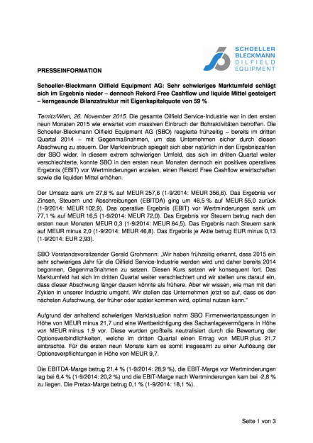 SBO liefert gute Bilanz in schlechtem Umfeld, Seite 1/3, komplettes Dokument unter http://boerse-social.com/static/uploads/file_493_sbo_liefert_gute_bilanz_in_schlechtem_umfeld.pdf (26.11.2015) 