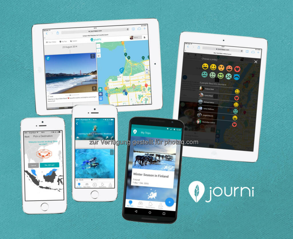 iOS und Android Geräte : Das Startup bringt die Journi App jetzt auch auf Android-Geräte : Fotocredit: Journi GmbH, © Aussender (26.11.2015) 