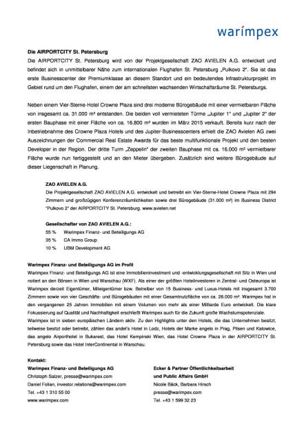 Warimpex: Mietereinzug in St. Petersburg und Budapest, Seite 2/2, komplettes Dokument unter http://boerse-social.com/static/uploads/file_494_warimpex_mietereinzug_in_st_petersburg_und_budapest.pdf (26.11.2015) 