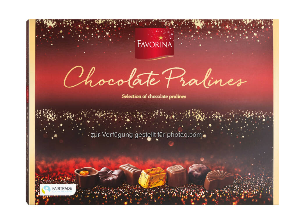 Favorina Pralinen : Lidl Österreich übernimmt Verantwortung :100% zertifizierte Weihnachtsschokolade unter der Qualitätsmarke Favorina - Kakao aus nachhaltigem Anbau : Fotocredit: Lidl Österreich, © Aussender (26.11.2015) 