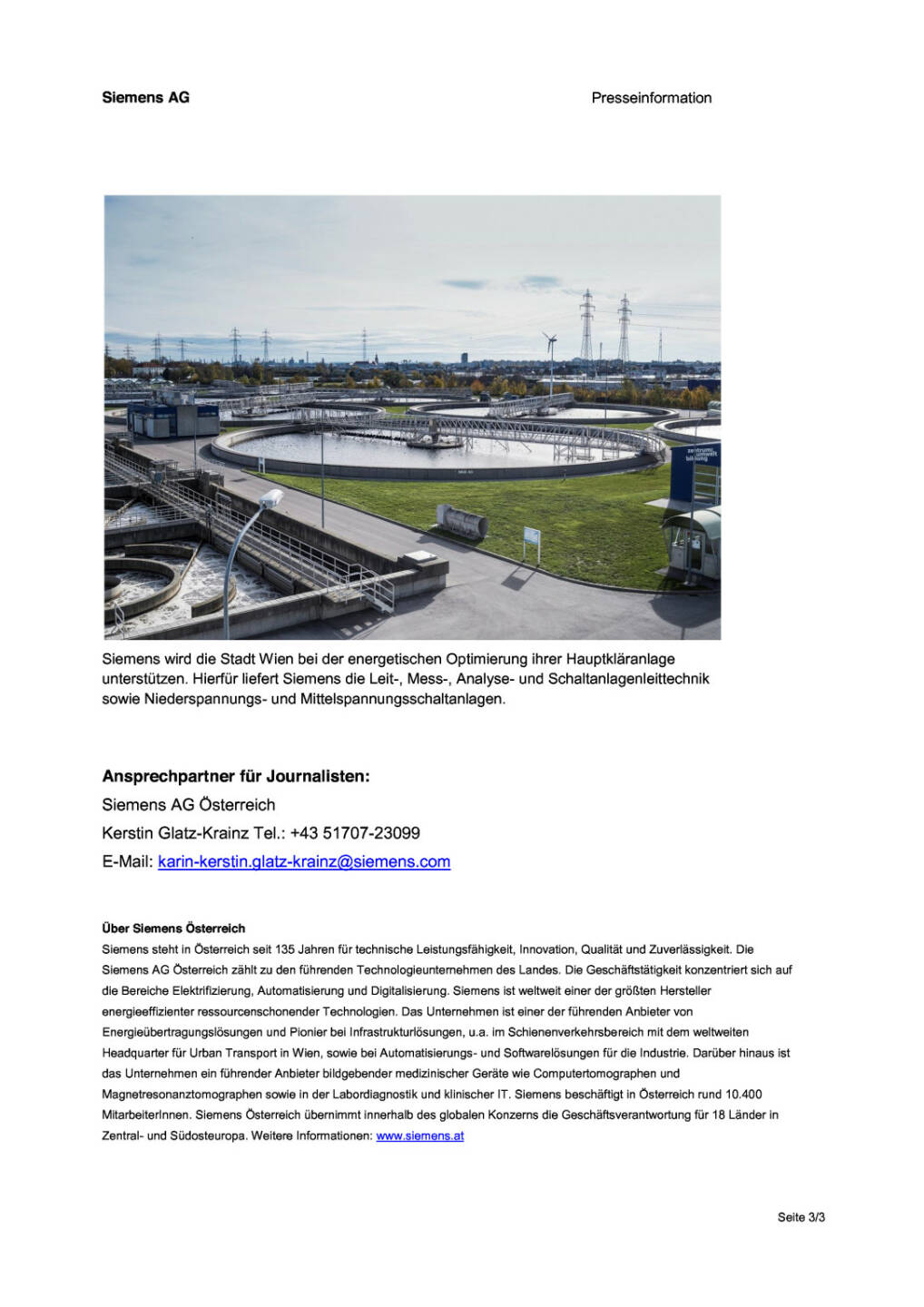 Hauptkläranlage Wien wird mit Siemens zum Ökokraftwerk, Seite 3/3, komplettes Dokument unter http://boerse-social.com/static/uploads/file_500_hauptklaranlage_wien_wird_mit_siemens_zum_okokraftwerk.pdf