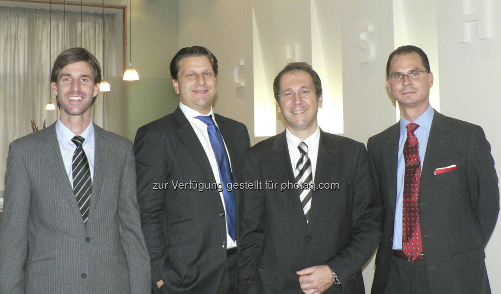 Bernhard Kofler-Senoner, Mark Krenn, Manfred Ton, Peter Vcelouch (alle CHSH, Foto: CHSH) - Unter der Leitung von Partner Manfred Ton begleitete das Real Estate & Construction-Team von CHSH die Union Investment, einen der größten deutschen Asset Manager, rechtlich beim Kauf des voll vermieteten Bürogebäudes „Euro Plaza 4“ in Wien. (15.12.2012) 