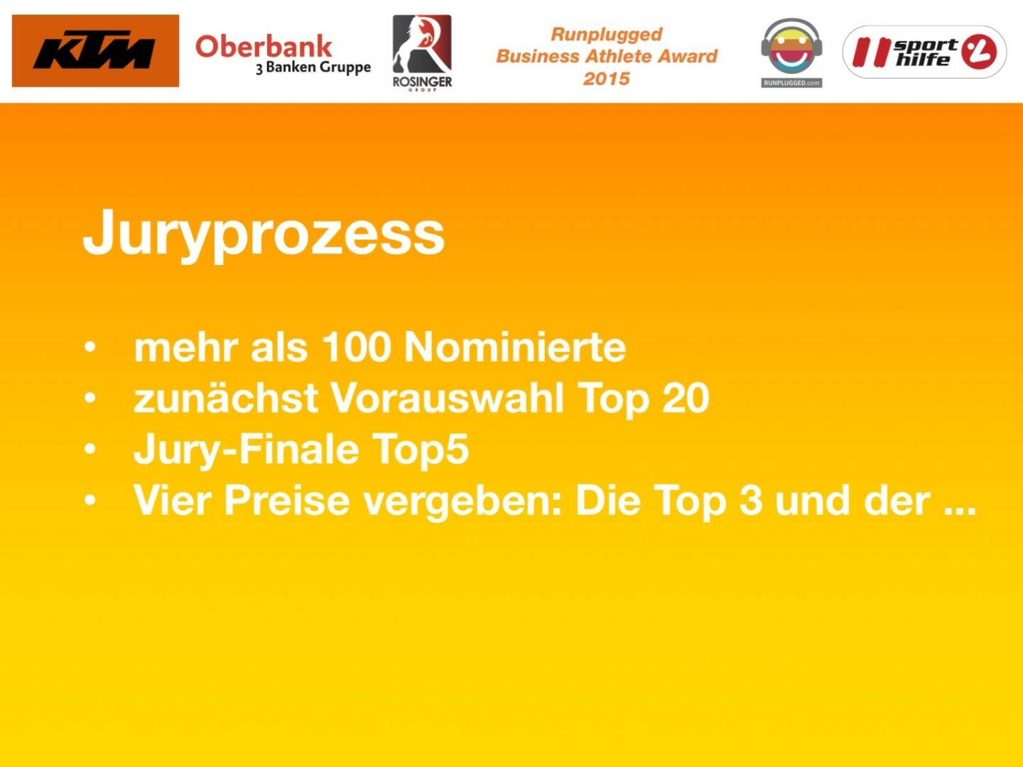 Juryprozess, mehr als 100 Nominierte, zunächst Vorauswahl Top 20, Jury-Finale Top5, Vier Preise vergeben: Die Top 3 und der ...