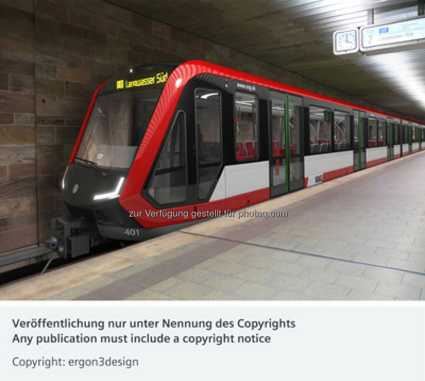 U-Bahn-Zug Typ G1 : Die VAG Verkehrs-Aktiengesellschaft Nürnberg ordert neue U-Bahnen bei Siemens : Die Auslieferung ist ab Mitte 2018 geplant : Copyright: ergon3design