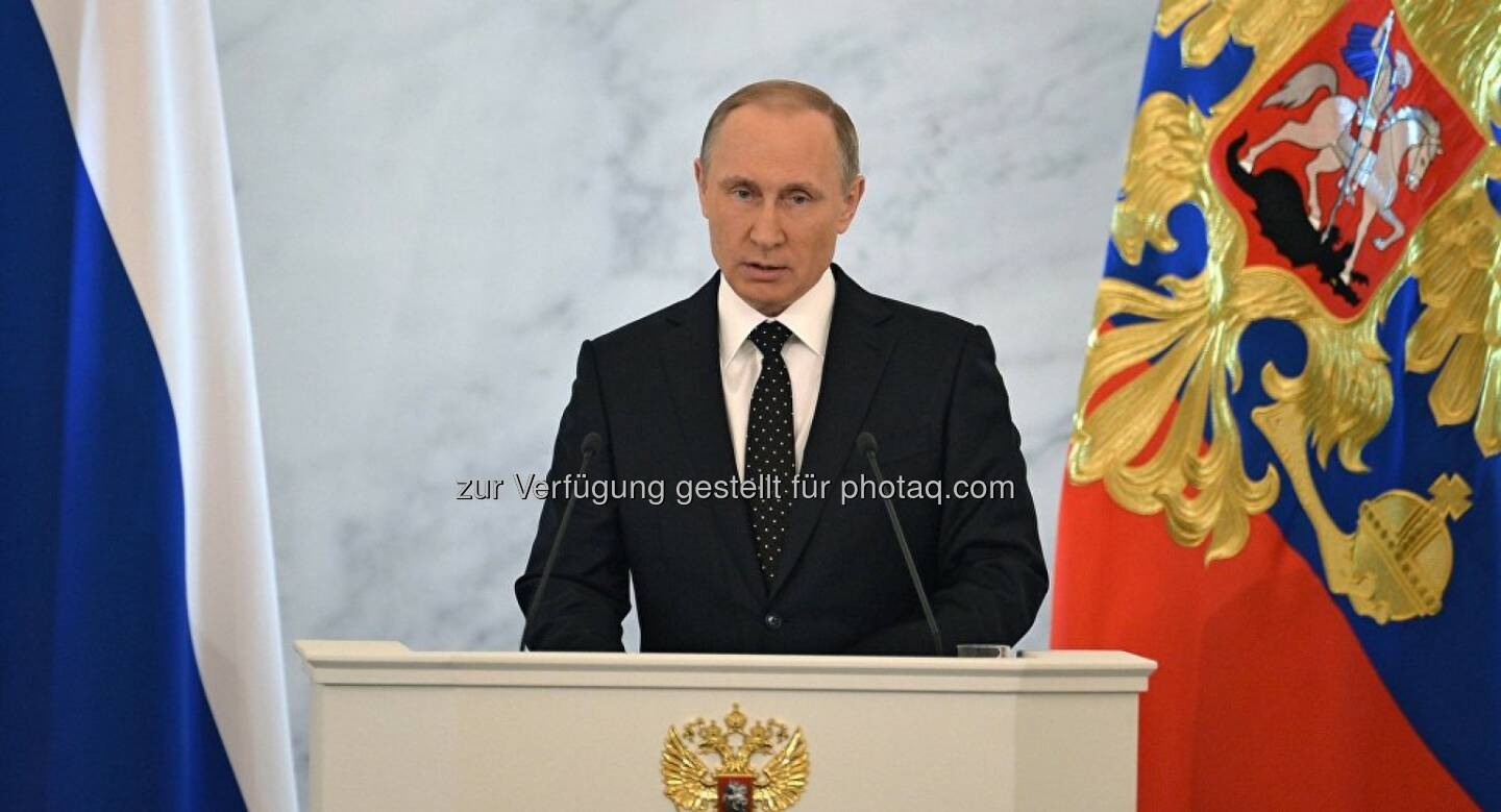 Russlands Präsident Wladimir Putin : Rede zur Lage der Nation 2015 : Wichtigste Aussagen zu außenpolitischen Themen: Syrien, Anti-Terror-Kampf, Su-24-Abschuss durch die Türkei : © Pressedienst der Administration des Russischen Präsidenten