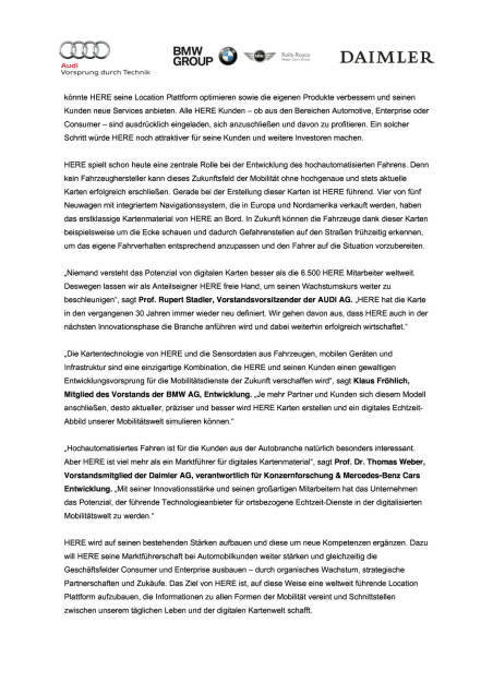Audi, BMW Group und Daimler AG schließen Kauf von Here erfolgreich ab, Seite 2/4, komplettes Dokument unter http://boerse-social.com/static/uploads/file_509_audi_bmw_group_und_daimler_ag_schliessen_kauf_von_here_erfolgreich_ab.pdf (07.12.2015) 