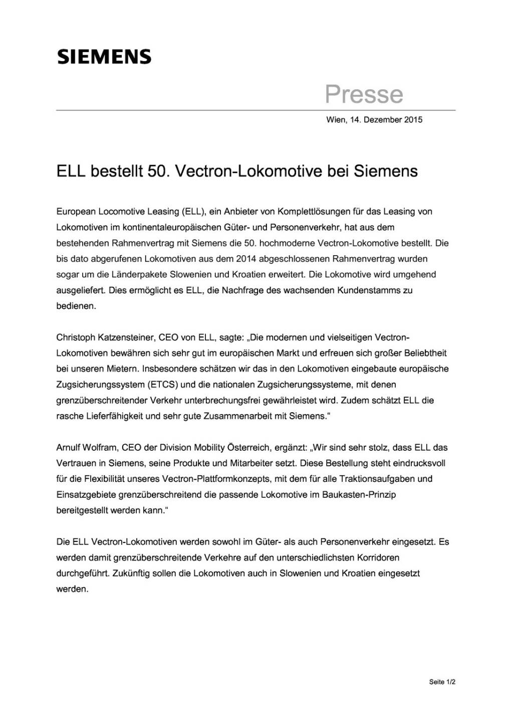 ELL bestellt 50. Vectron-Lokomotive bei Siemens, Seite 1/2, komplettes Dokument unter http://boerse-social.com/static/uploads/file_519_ell_bestellt_50_vectron-lokomotive_bei_siemens.pdf