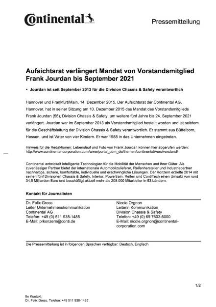 Continental: Mandat von Vorstandsmitglied Frank Jourdan verlängert, Seite 1/2, komplettes Dokument unter http://boerse-social.com/static/uploads/file_521_continental_mandat_von_vorstandsmitglied_frank_jourdan_verlangert.pdf (14.12.2015) 