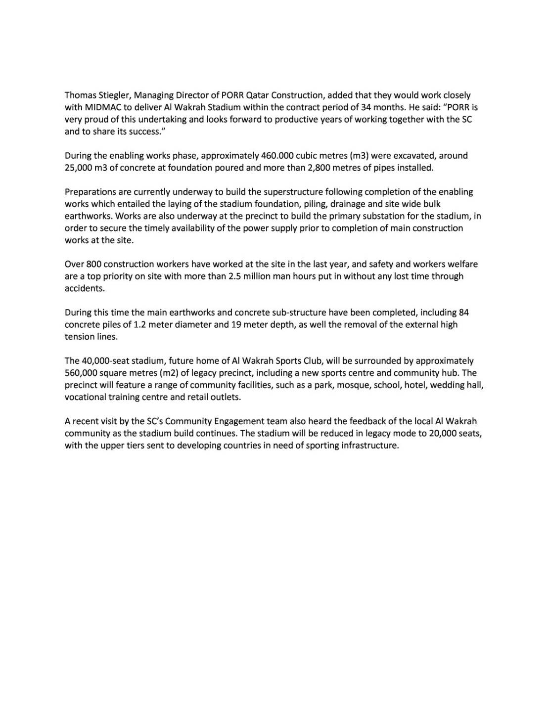 Porr: Joint Venture Midmac und Porr Qatar mit dem Bau der Al Wakrah Stadiums in Doha beauftragt, Seite 2/2, komplettes Dokument unter http://boerse-social.com/static/uploads/file_526_porr_joint_venture_midmac_und_porr_qatar_mit_dem_bau_der_al_wakrah_stadiums_in_doha_beauftragt.pdf