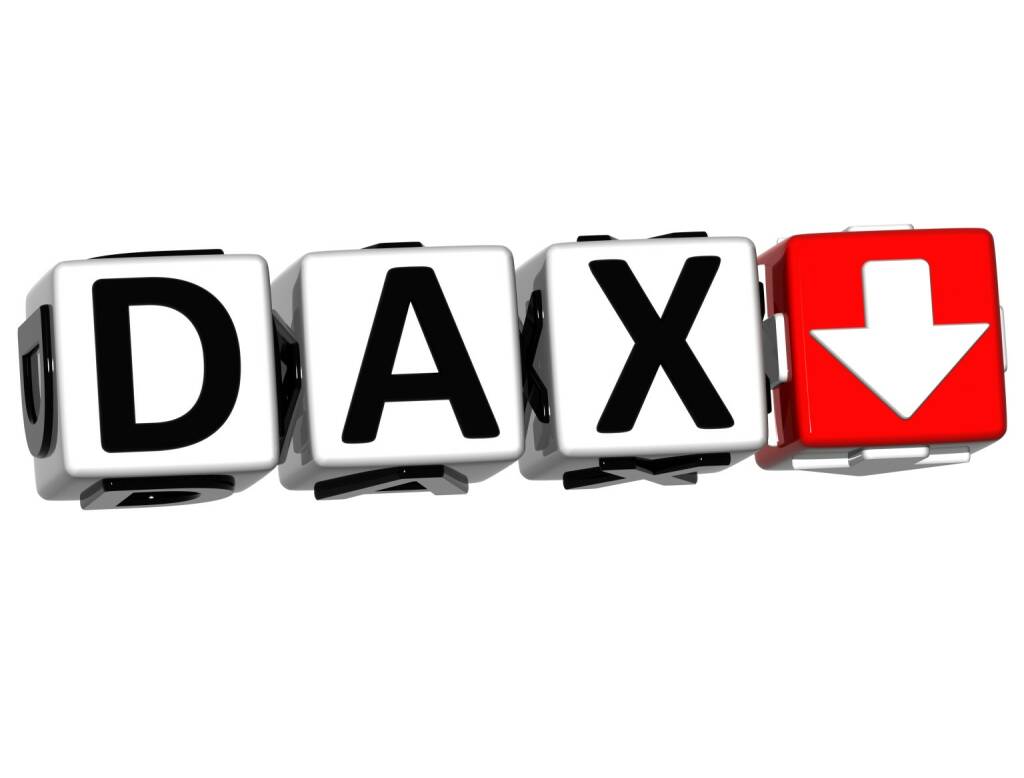 DAX. rot, fällt, http://www.shutterstock.com/pic-98643020/stock-photo--d-dax-stock-market-block-text-on-white-background.html, © www.shutterstock.com (29.12.2015) 